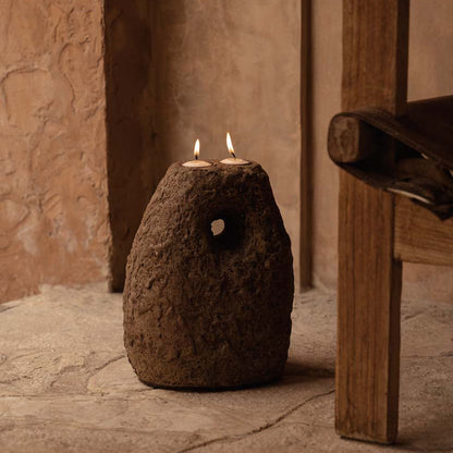 Le bougeoir Terra Totem marron Bazar Bizar