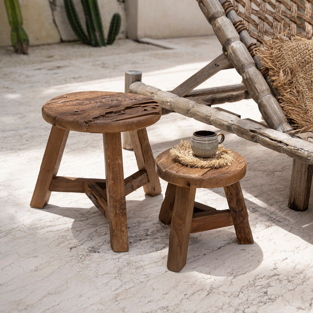 Le tabouret Yatai Naturel Large Bazar Bizar