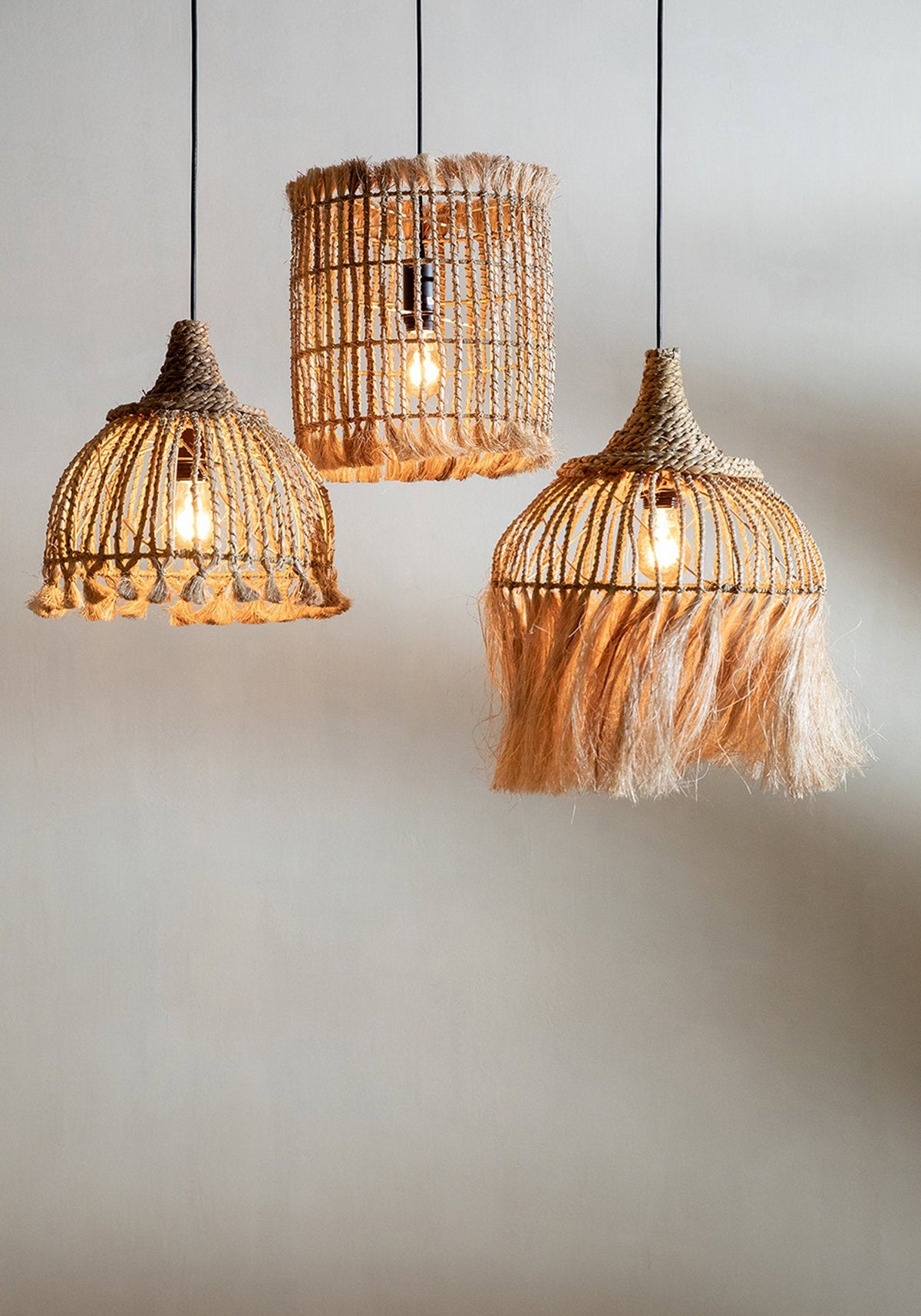 La suspension en raphia à pompon - Naturel - S Bazar Bizar
