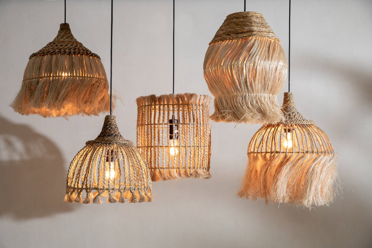 La suspension en raphia à pompon - Naturel - S Bazar Bizar