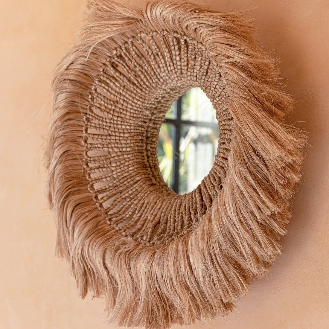 Le miroir Solomon en abaca - Naturel 85x85cm Bazar Bizar