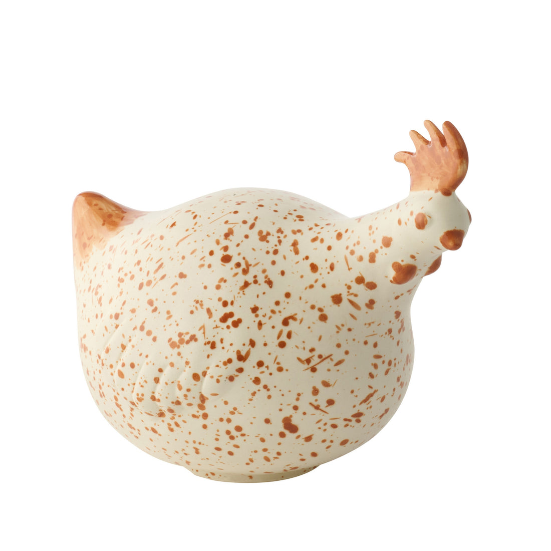Poule en céramique blanche/marron, grande, J-Line