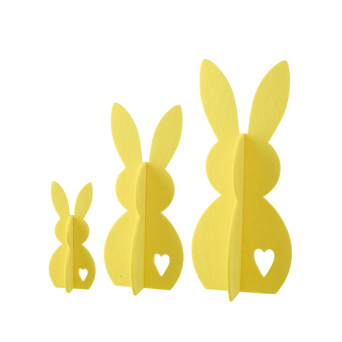 Décoration de Pâques Lapin Jaune en Feutrine Lot de 3 J-Line