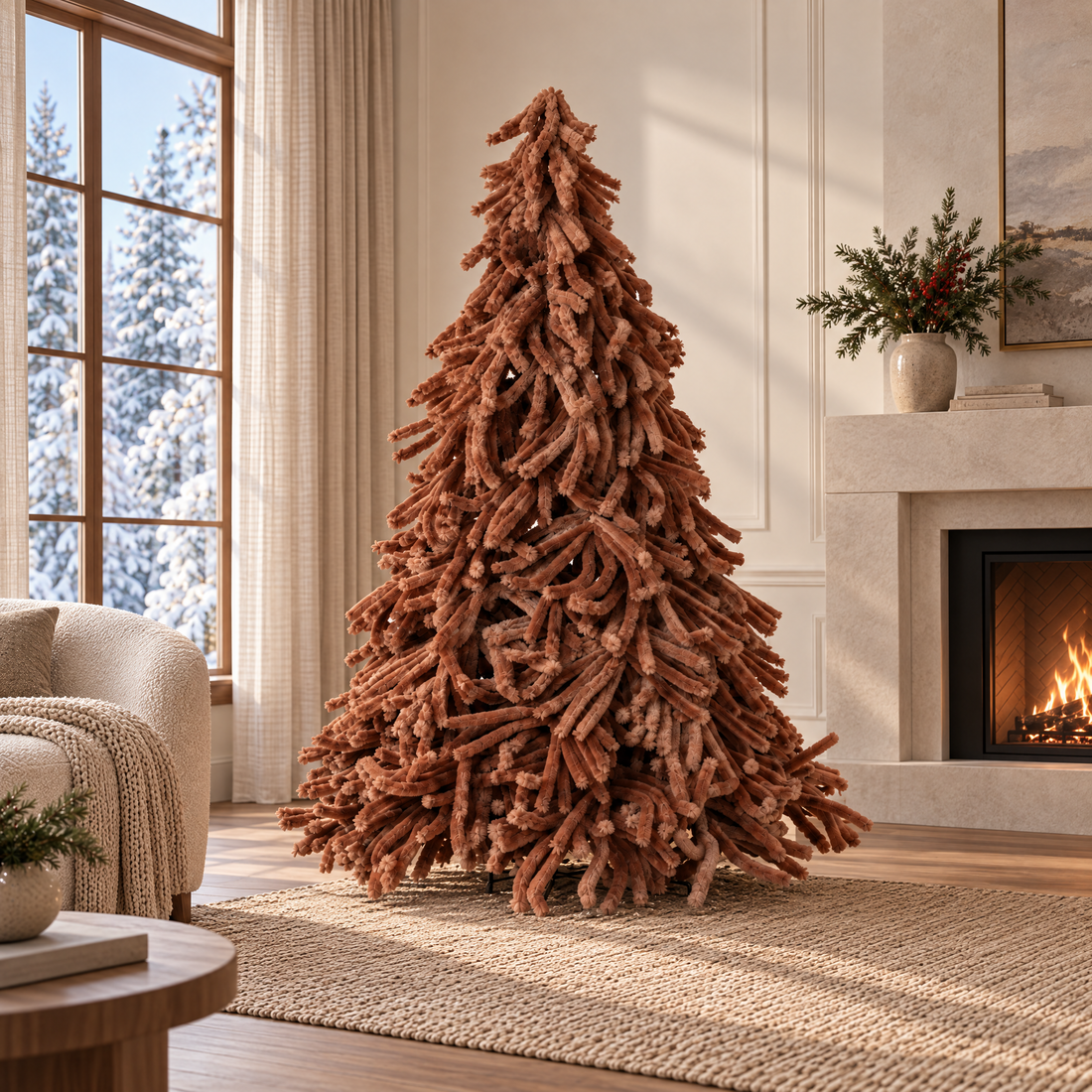Sapin de Noël artificiel Fluffy Polyester Camel J-Line