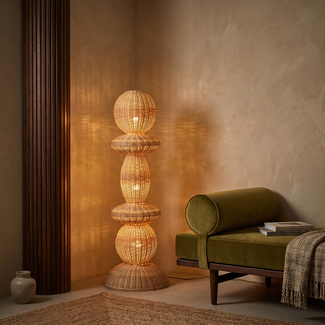 Lampadaire Tao en rotin - 140 cm Raw Materials
