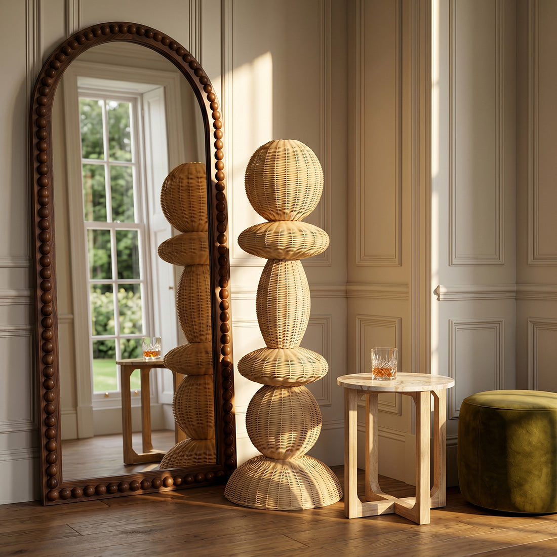 Lampadaire Tao en rotin - 140 cm Raw Materials
