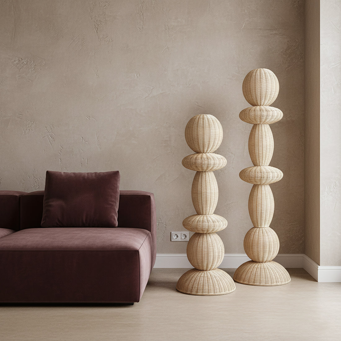 Lampadaire Tao en rotin - 175 cm Raw Materials