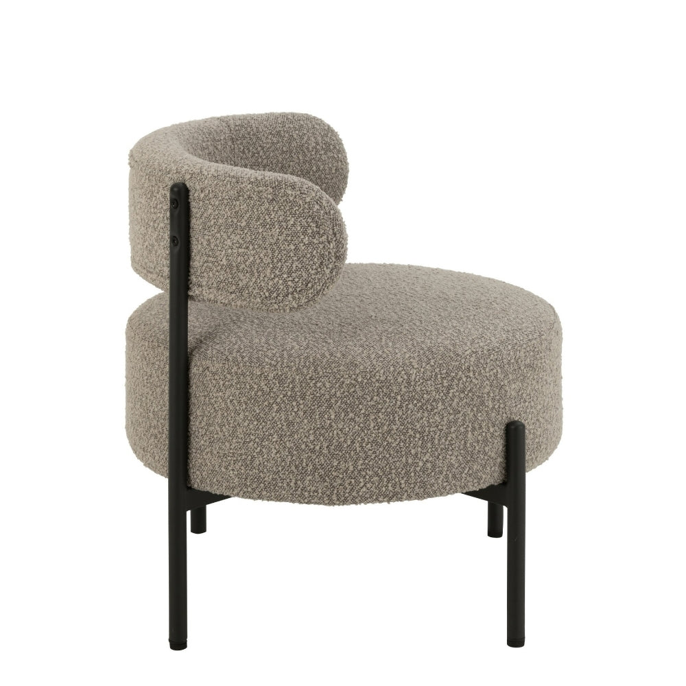 Fauteuil lounge København Boucle Multiplex/Polyester Gris/Noir J-Line