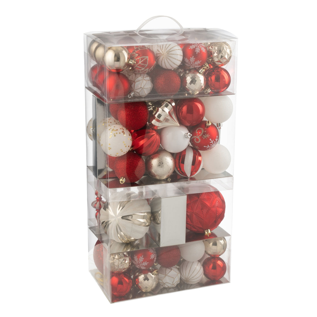 Boîte de 80 boules de Noël en plastique rouge de Noël/couleur or J-Line