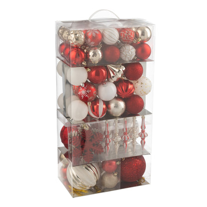 Boîte de 80 boules de Noël en plastique rouge de Noël/couleur or J-Line