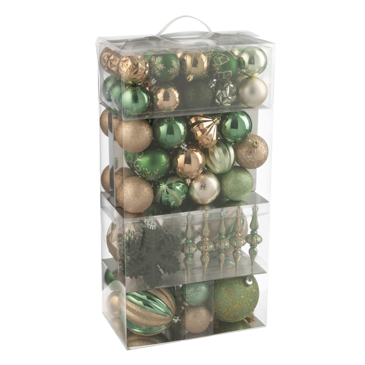 Boîte de 80 boules de Noël en plastique vert menthe/écru J-Line