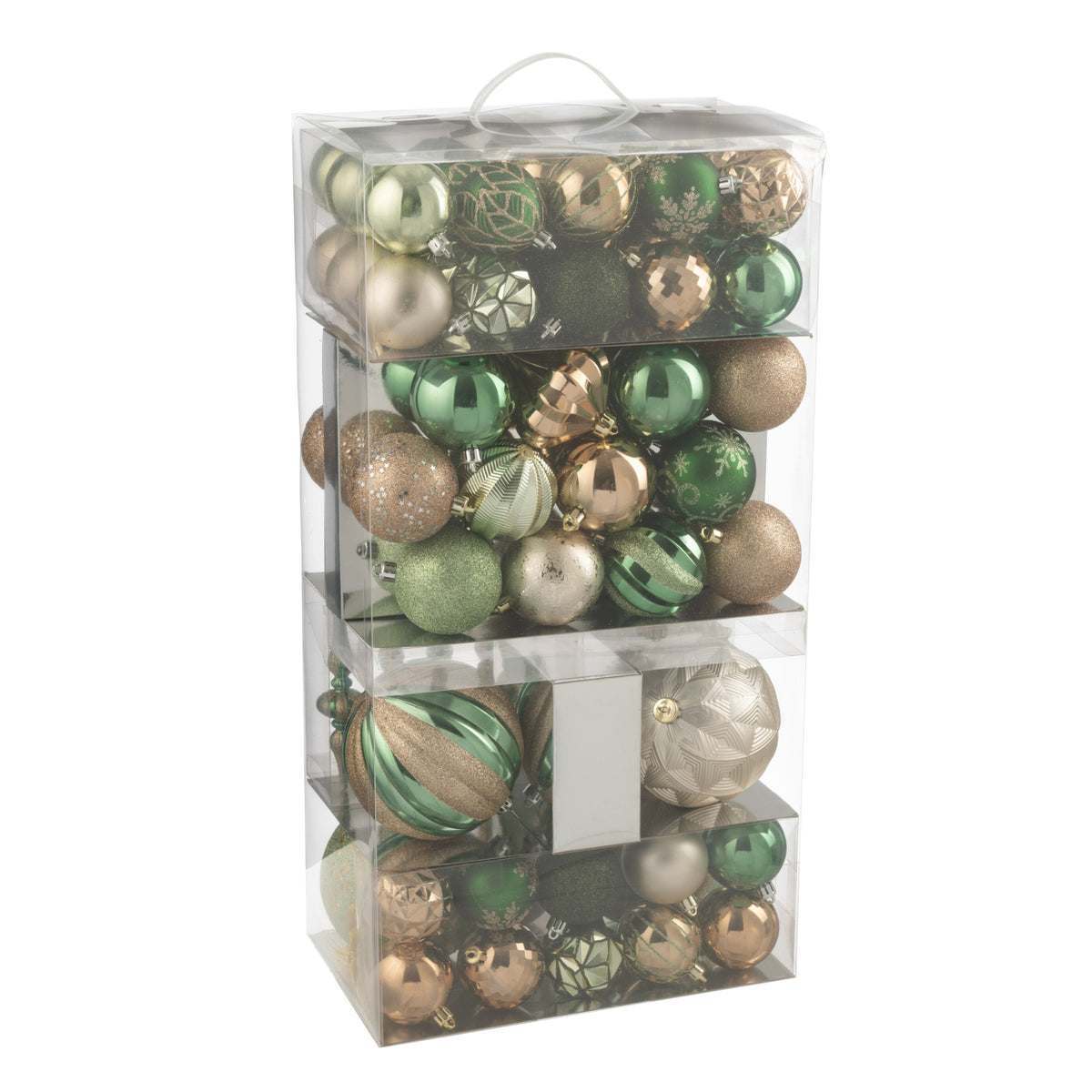 Boîte de 80 boules de Noël en plastique vert menthe/écru J-Line