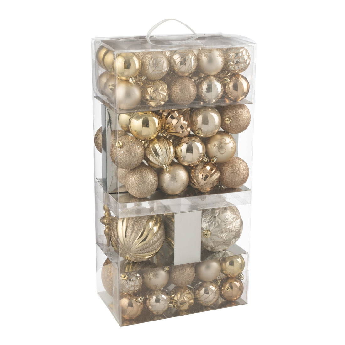 Boîte de 80 boules de Noël en plastique beige/écru J-Line