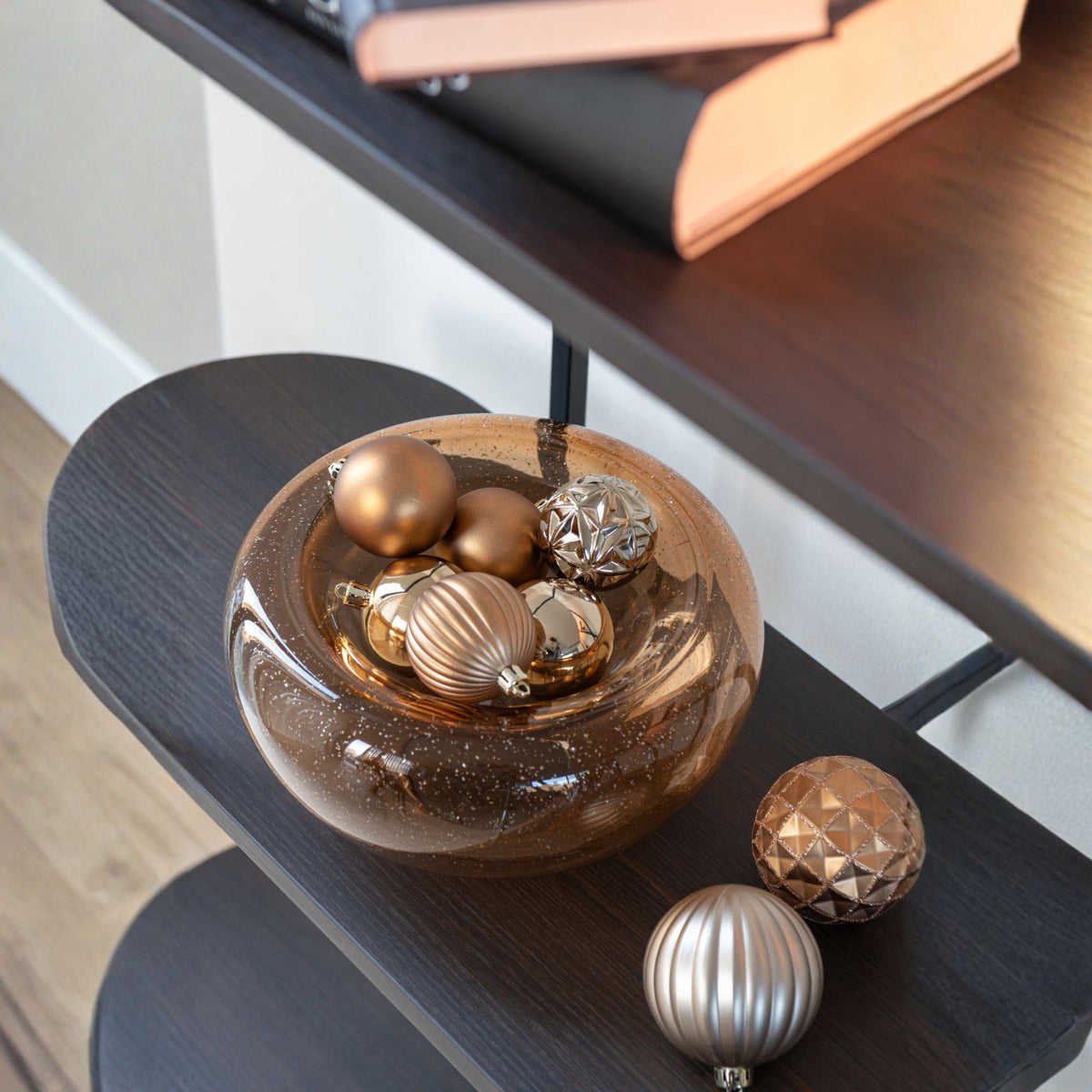 Coupe décorative Carol en verre caramel, petite, J-Line