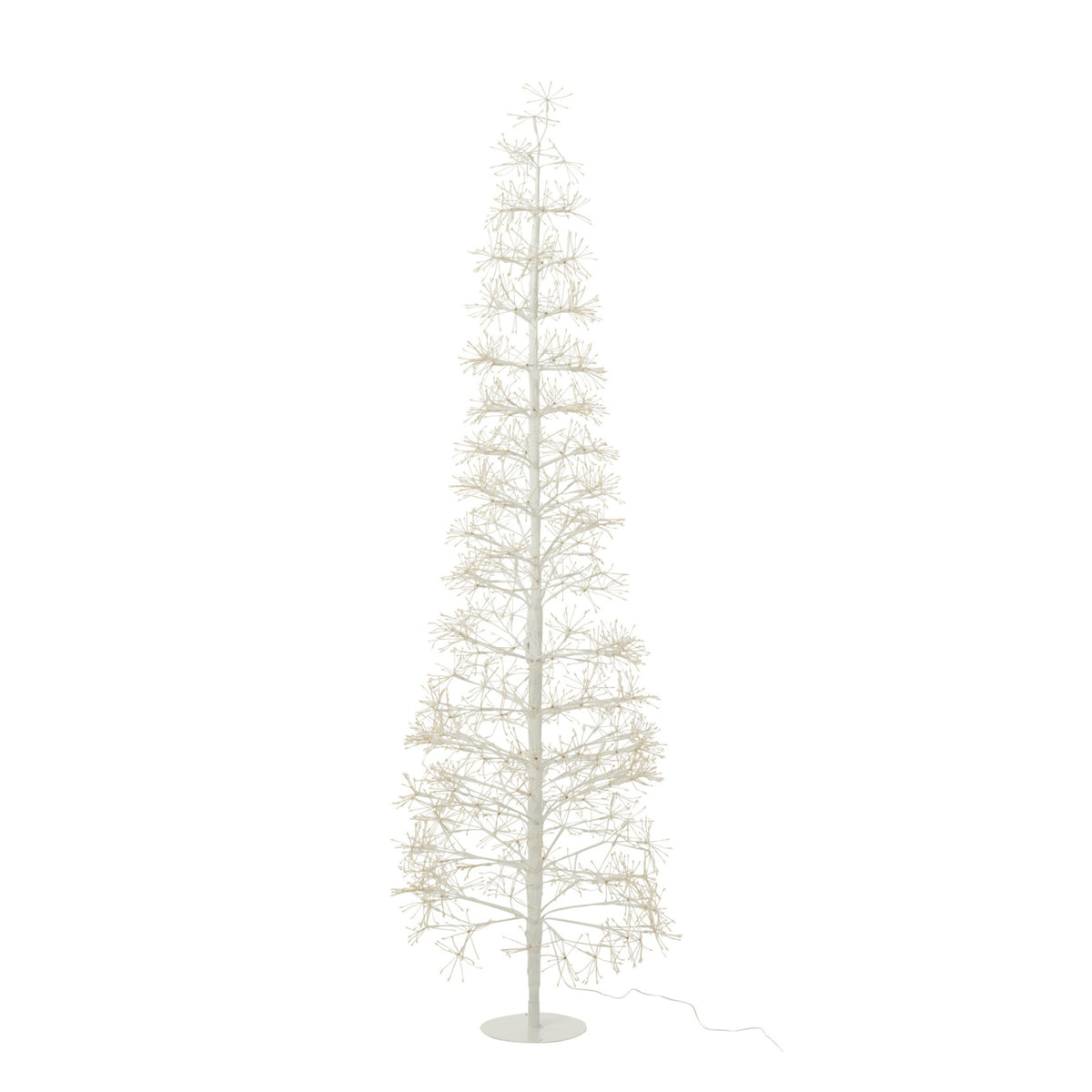 Sapin de Noël Métal Blanc Lumières LED Blanc Chaud Grand H180cm J-Line