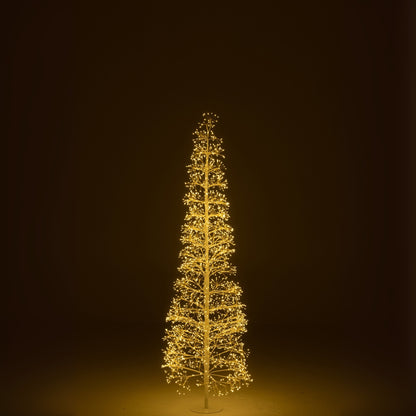 Sapin de Noël Métal Blanc Lumières LED Blanc Chaud Grand H180cm J-Line
