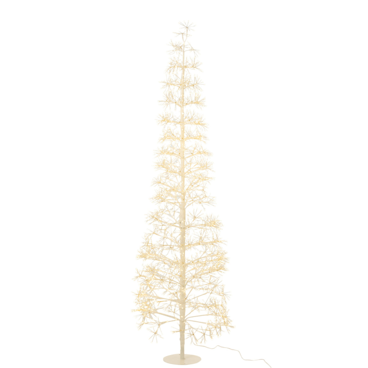 Sapin de Noël Métal Blanc Lumières LED Blanc Chaud Grand H180cm J-Line