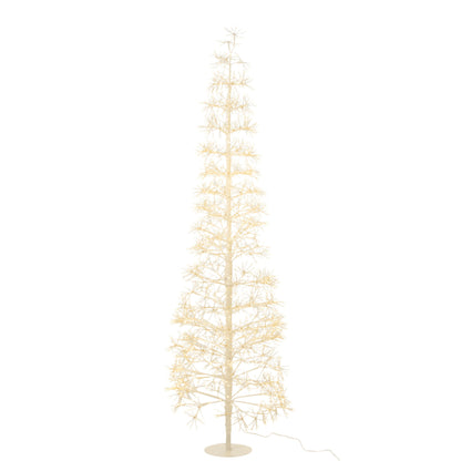 Sapin de Noël Métal Blanc Lumières LED Blanc Chaud Grand H180cm J-Line