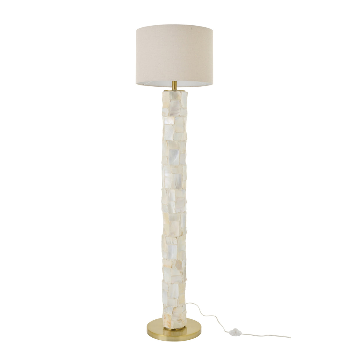 Lampadaire effet nacré coquillage blanc cassé/beige clair J-Line