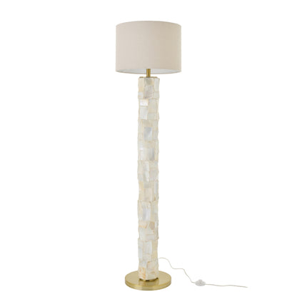 Lampadaire effet nacré coquillage blanc cassé/beige clair J-Line