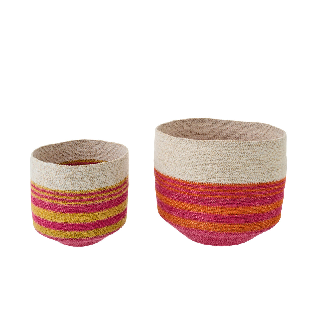 Lot de 2 Paniers en Jute Rayé Multicolore J-Line