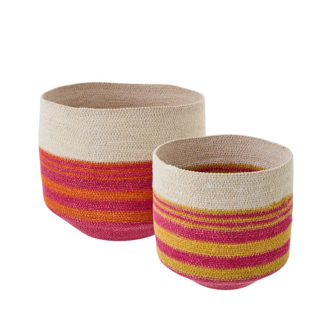 Lot de 2 Paniers en Jute Rayé Multicolore J-Line