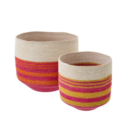 Lot de 2 Paniers en Jute Rayé Multicolore J-Line