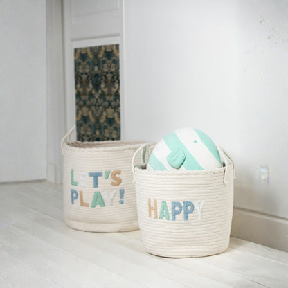 Lot de 3 paniers pour enfants en coton blanc/bleu clair J-Line