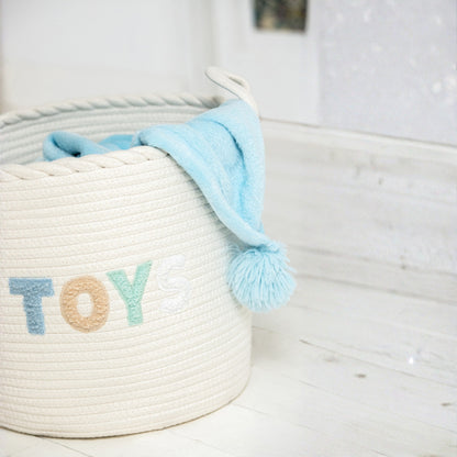 Lot de 3 paniers pour enfants en coton blanc/bleu clair J-Line