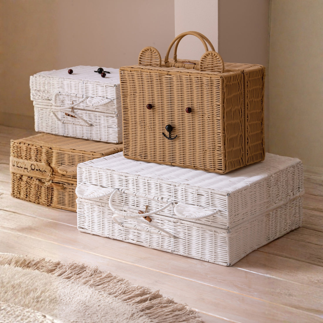 Panier valise en plastique blanc petit J-Line