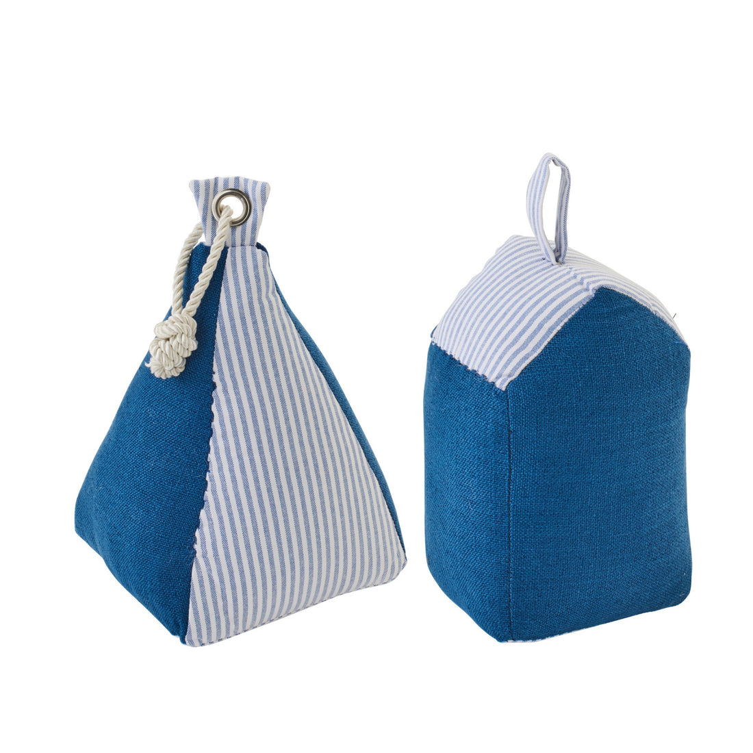 Butée de porte Maison de plage + Ancre Polyester Rayé Bleu foncé/Blanc Lot de 2 J-Line