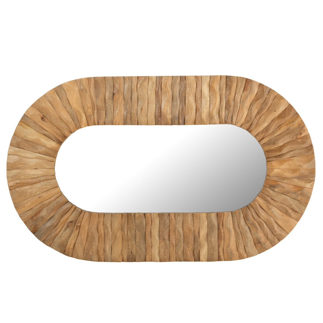 Miroir mural Curve ovale Bois naturel 152x6x92cm J-Line