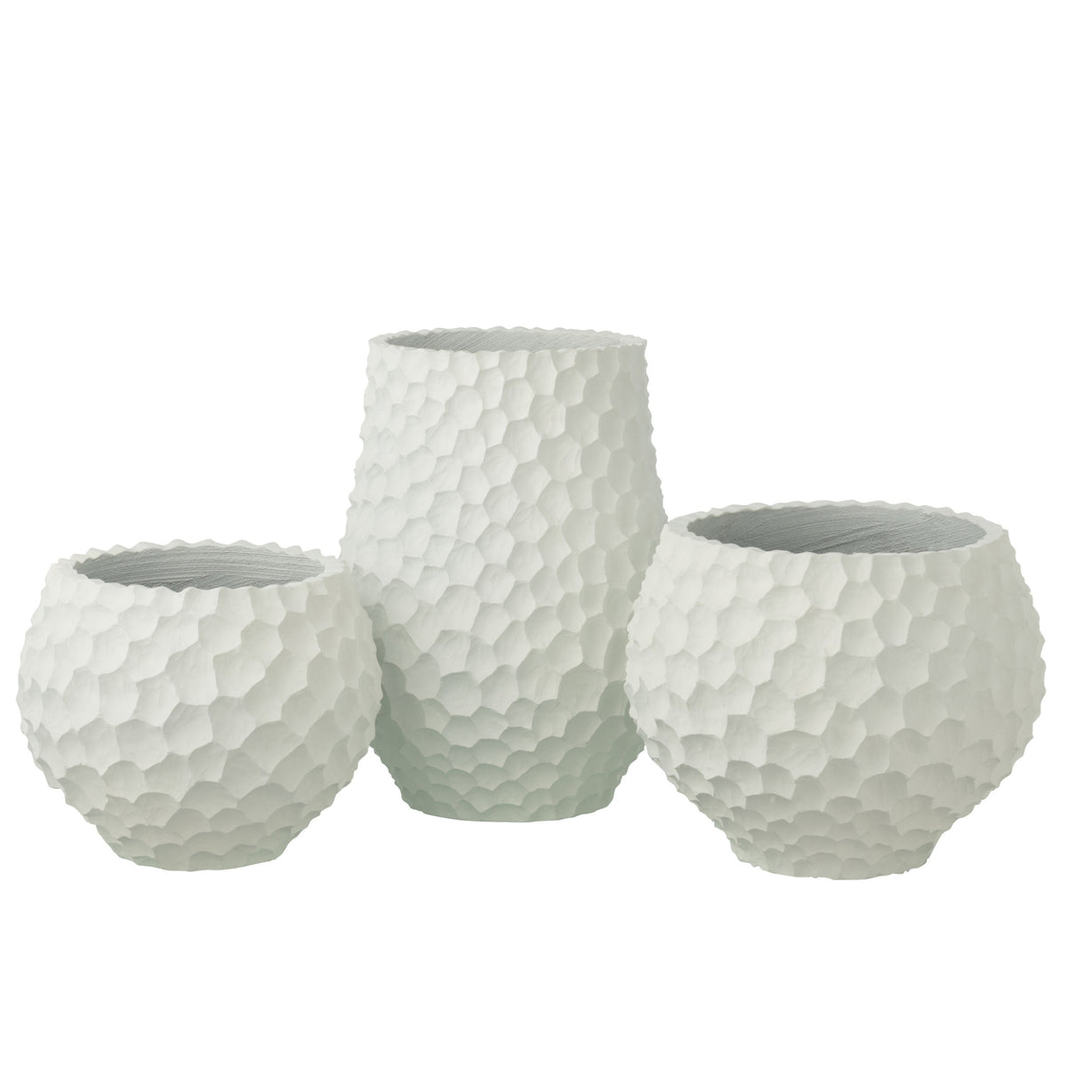 Pot de fleurs à rainures + extérieur blanc sable Large J-Line