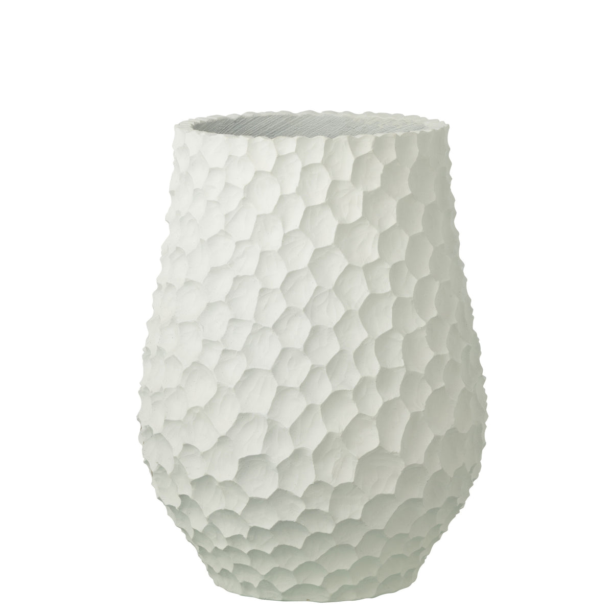 Pot de fleurs à rainures + extérieur blanc sable Large J-Line