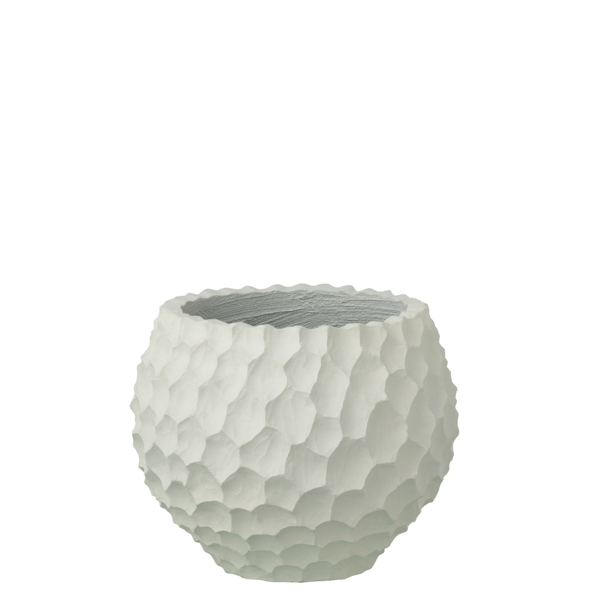 Pot de fleurs à rainures + extérieur blanc sable petit J-Line