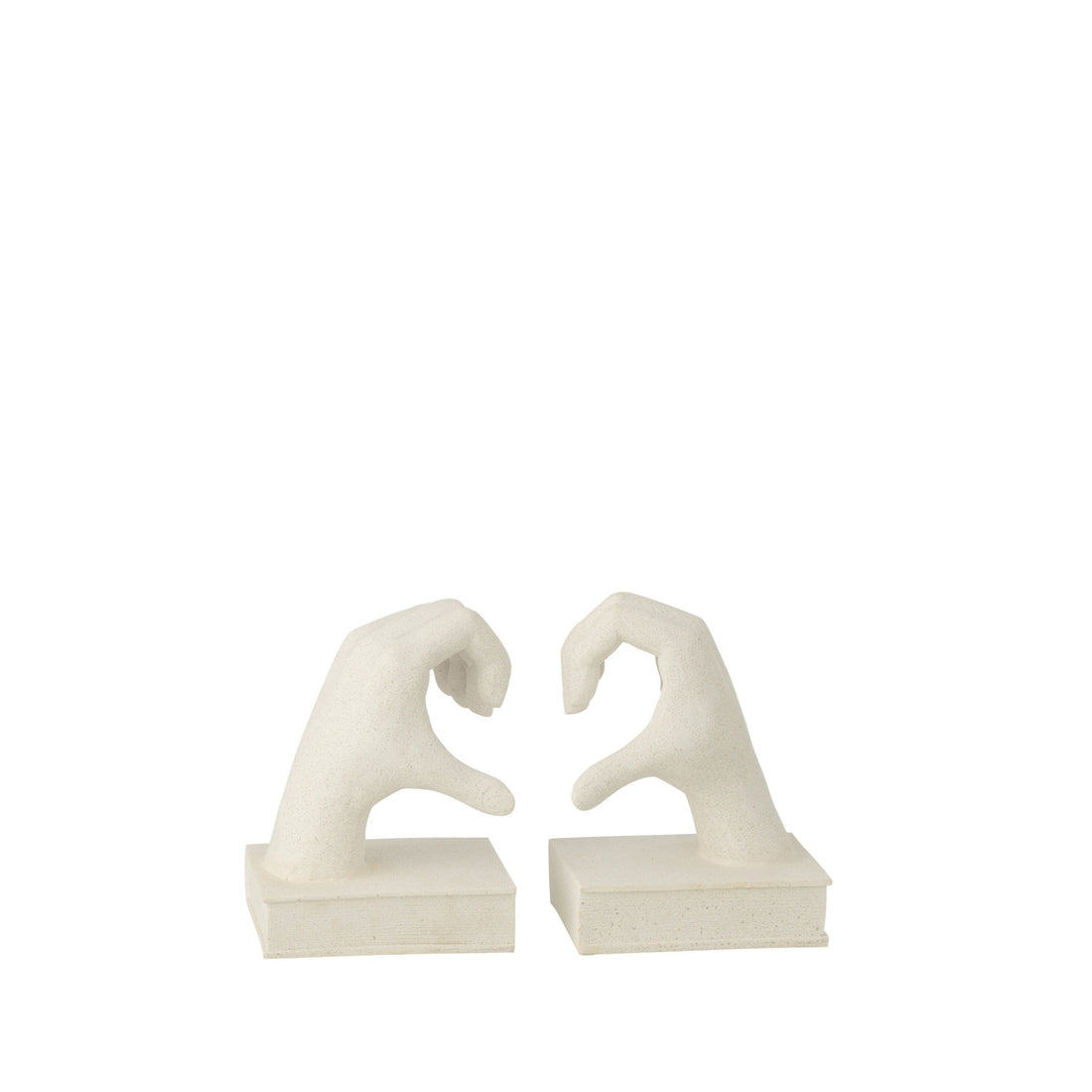 Lot de 2 Serre-livres Mains Amour Polyrésine Blanc J-Line