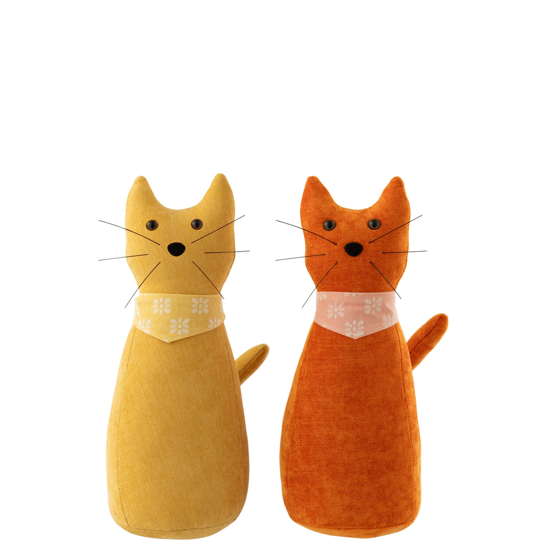 Butée de porte Chat + Écharpe Polyester Jaune chaud/Orange foncé Assortiment De 2 J-Line