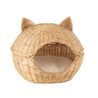 Panier pour chat + Coussin Rotin Clair Naturel J-Line