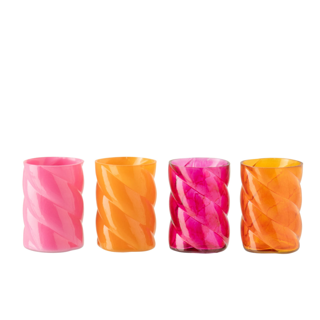 Photophore en verre orange/rose, petit assortiment de 4, J-Line