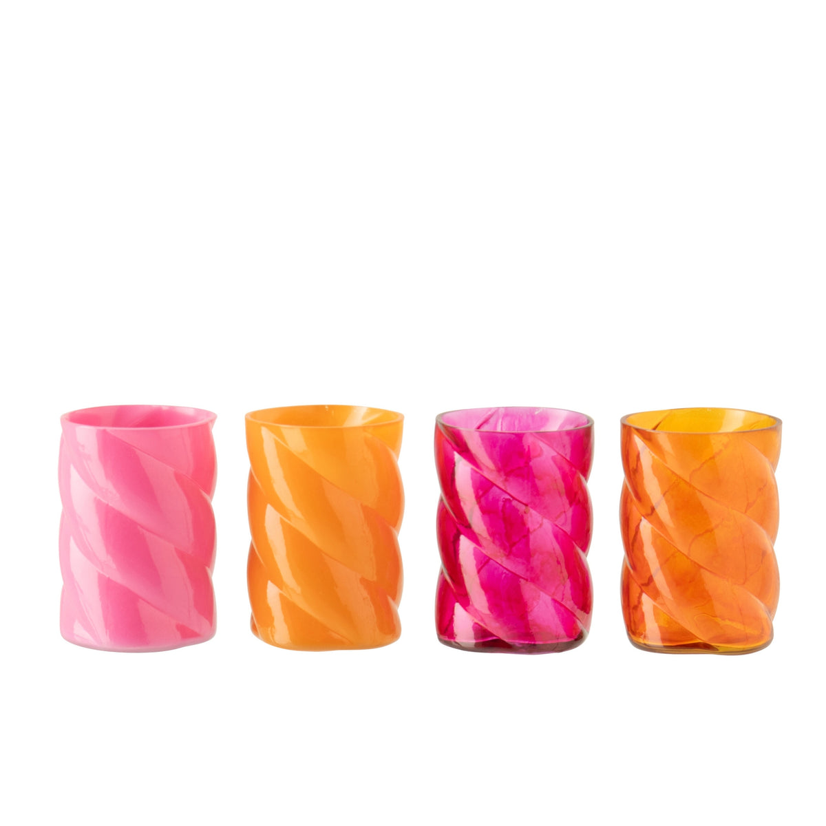 Photophore en verre orange/rose, petit assortiment de 4, J-Line