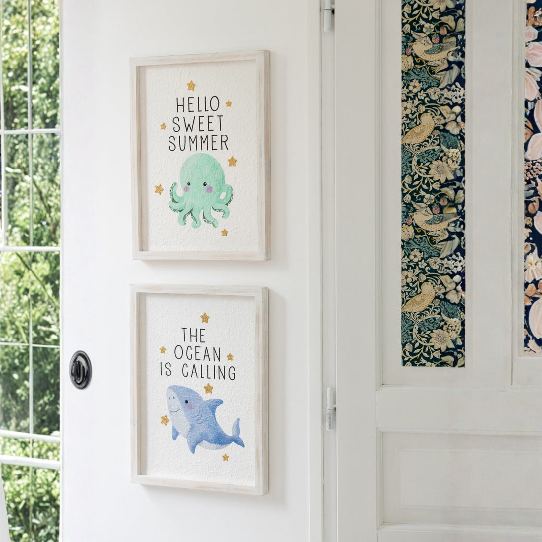Décoration murale Animaux marins Papier Multicolore Assortiment de 6 J-Line
