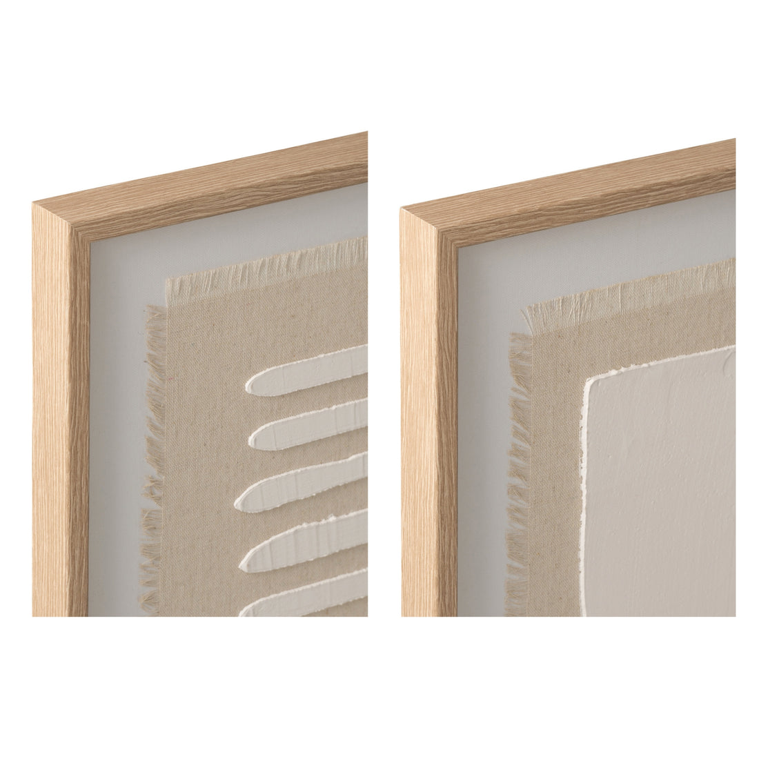 Décoration murale abstraite sur toile naturelle/blanche, assortiment de 2 pièces J-Line