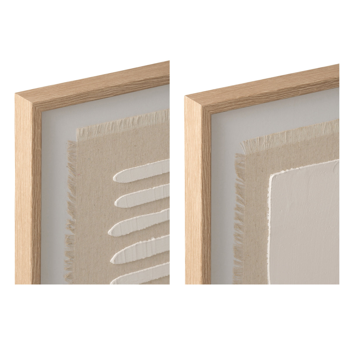 Décoration murale abstraite sur toile naturelle/blanche, assortiment de 2 pièces J-Line