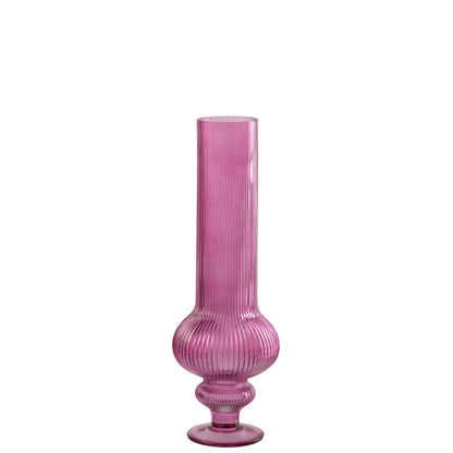 Vase Ada Verre côtelé Fuchsia Moyen J-Line
