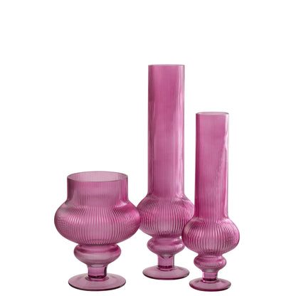 Vase Ada Verre côtelé Fuchsia Large J-Line