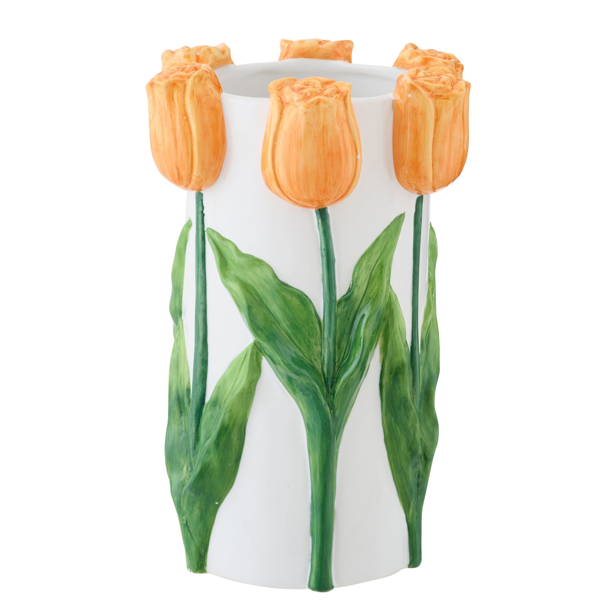 Vase Tulipe Céramique Blanc/Orange Large J-Line