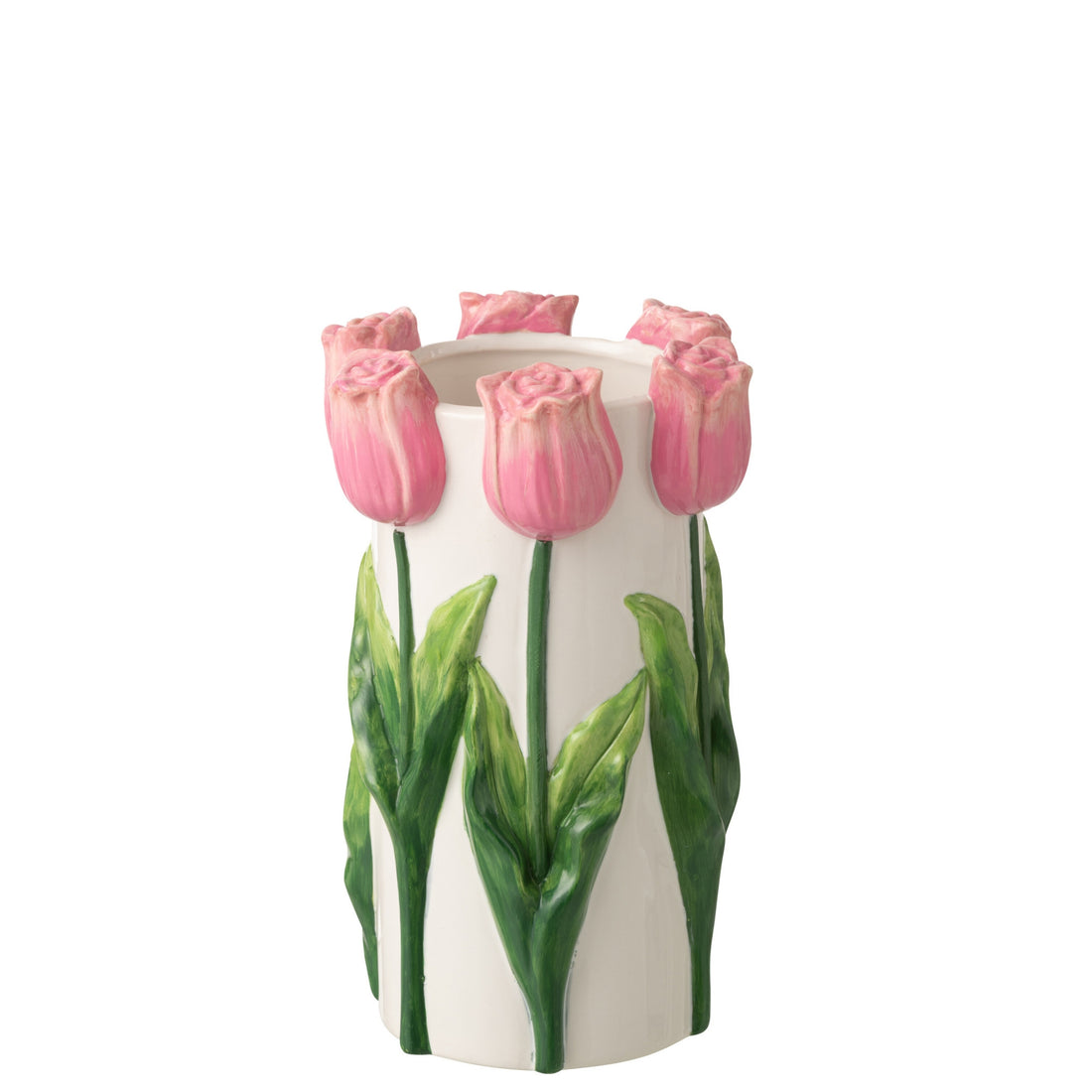 Vase Tulipe Céramique Blanc/Rose Clair Moyen J-Line