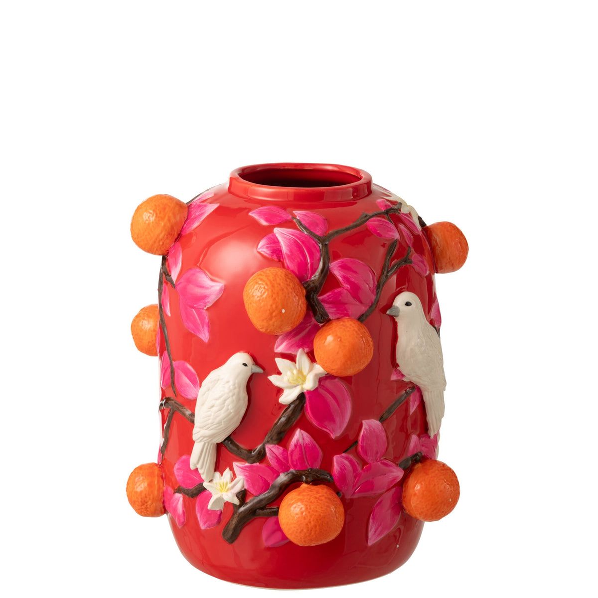 Vase Oiseau/Oranges Céramique Rose/Orange Petit J-Line