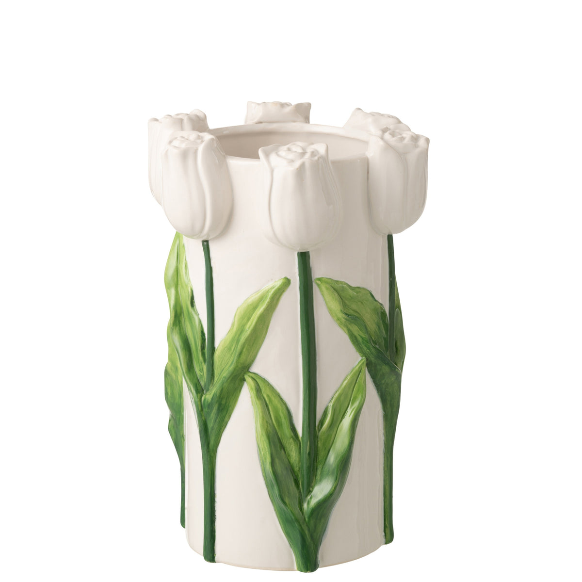 Vase Tulipe Céramique Blanc/Vert Large J-Line