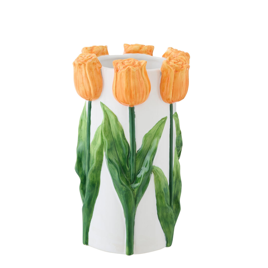 Vase Tulipe Céramique Blanc/Orange Moyen J-Line